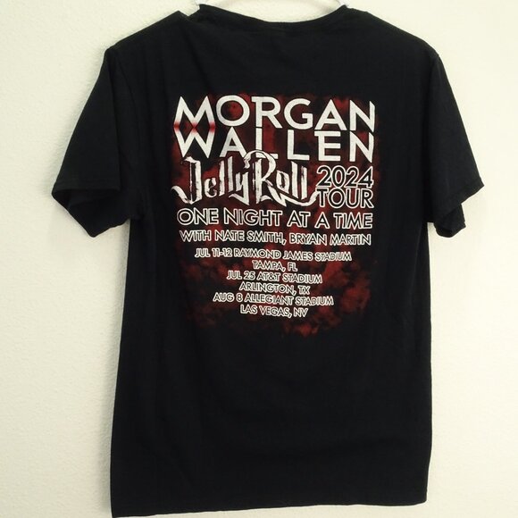 Morgan Wallen Jelly Roll 2024 Tour Women's T-Shirt Black Small - Picture 3 of 6